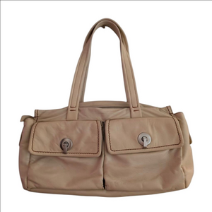 Vintage Tommy Hilfiger Turn Lock Satchel Bag Beige Shoulder Purse Y2K